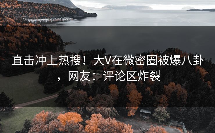 直击冲上热搜！大V在微密圈被爆八卦，网友：评论区炸裂