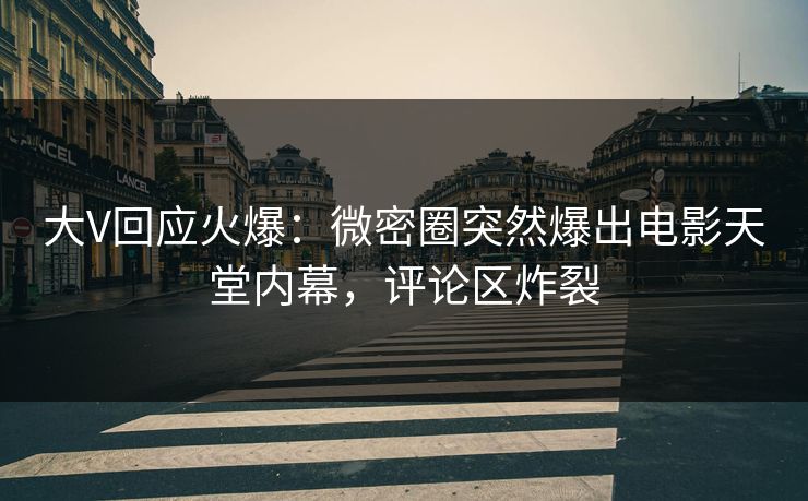 大V回应火爆：微密圈突然爆出电影天堂内幕，评论区炸裂