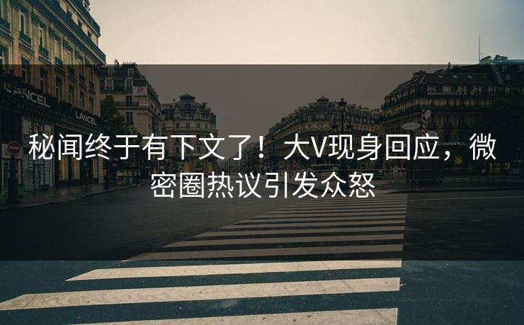 秘闻终于有下文了！大V现身回应，微密圈热议引发众怒