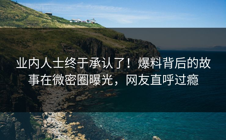 业内人士终于承认了！爆料背后的故事在微密圈曝光，网友直呼过瘾