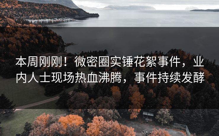 本周刚刚！微密圈实锤花絮事件，业内人士现场热血沸腾，事件持续发酵