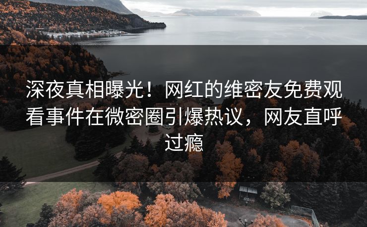 深夜真相曝光！网红的维密友免费观看事件在微密圈引爆热议，网友直呼过瘾