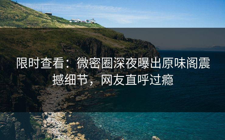 限时查看：微密圈深夜曝出原味阁震撼细节，网友直呼过瘾