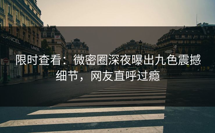 限时查看：微密圈深夜曝出九色震撼细节，网友直呼过瘾