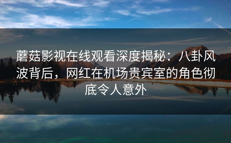 蘑菇影视在线观看深度揭秘：八卦风波背后，网红在机场贵宾室的角色彻底令人意外