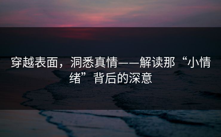 穿越表面，洞悉真情——解读那“小情绪”背后的深意
