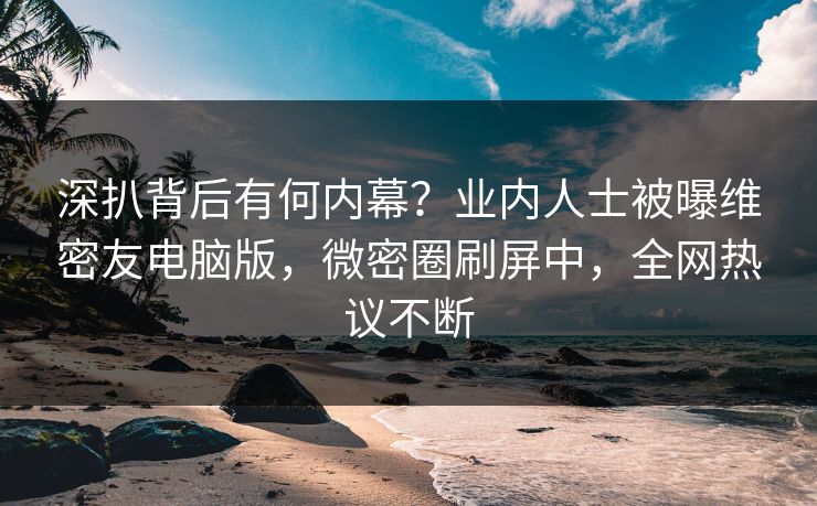 深扒背后有何内幕？业内人士被曝维密友电脑版，微密圈刷屏中，全网热议不断