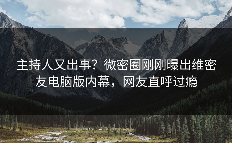 主持人又出事？微密圈刚刚曝出维密友电脑版内幕，网友直呼过瘾