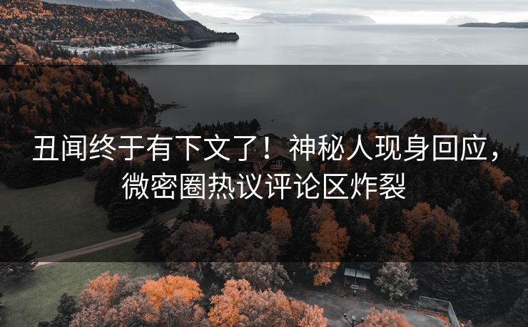 丑闻终于有下文了！神秘人现身回应，微密圈热议评论区炸裂