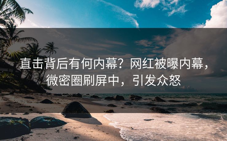 直击背后有何内幕？网红被曝内幕，微密圈刷屏中，引发众怒